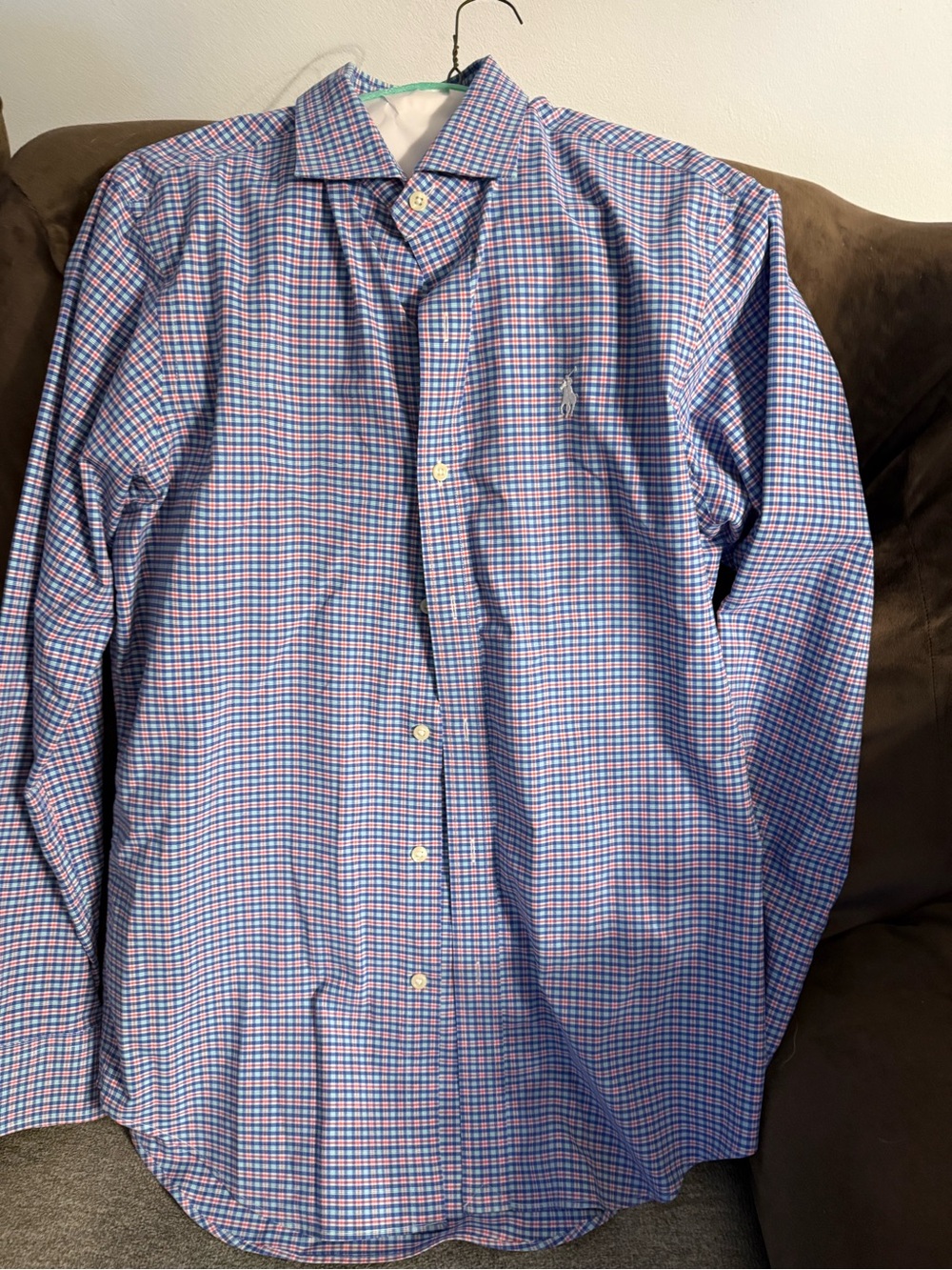 Polo by Ralph Lauren Blue and Pink Windowpane Dress Shirt